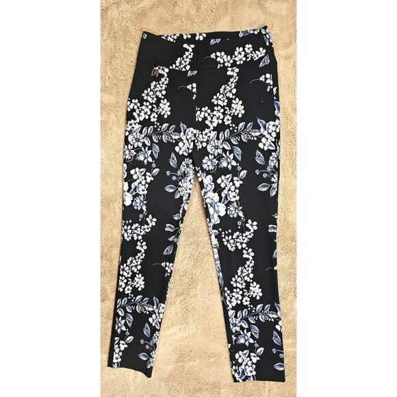 Joseph Ribkoff Floral Pants, Pull on, Blue White, Ankle, New, Womens Sz 6 - Picture 2 of 11